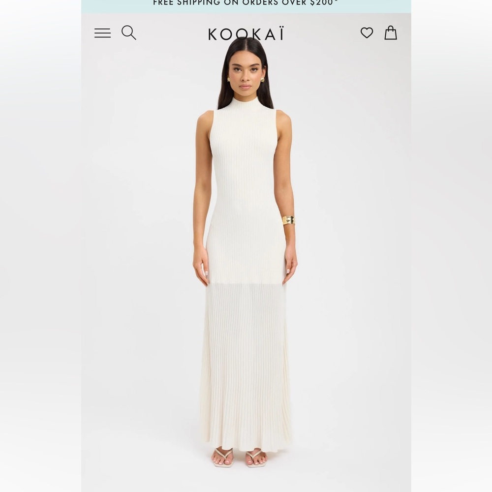 SOLD Kookai Cream Ribbed Maxi Dress